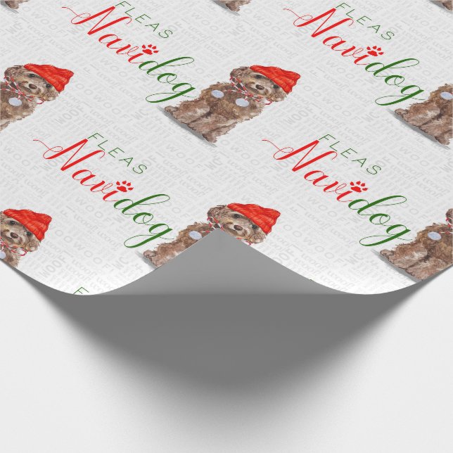 Funny Dog Lover Christmas Brown Cockapoo Geschenkpapier (Ecke)