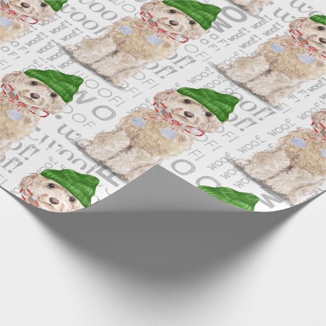 Funny Dog Lover Christmas Champagne Cockapoo Geschenkpapier (Ecke)