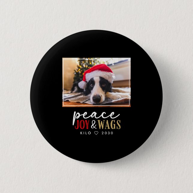 Funny Dog Lover Christmas Photo Cute D  Button (Vorderseite)