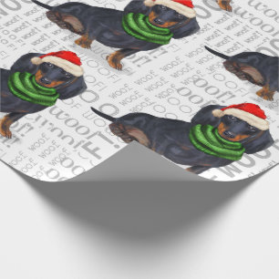 Funny Dog Lover Dackel in einer Weihnachtsmannmütz Geschenkpapier