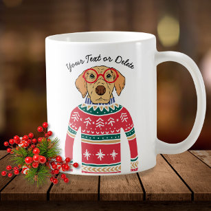Funny Dog Lover Dog Tragen hässlich Weihnachtssüße Tasse