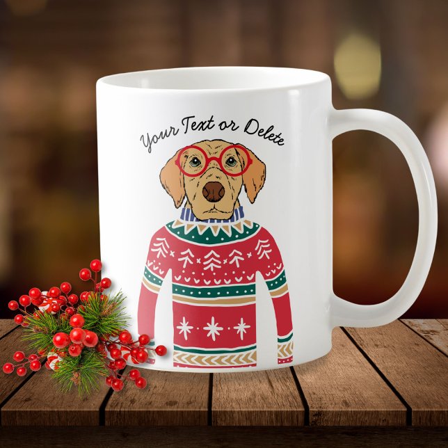 Funny Dog Lover Dog Tragen hässlich Weihnachtssüße Tasse (Von Creator hochgeladen)
