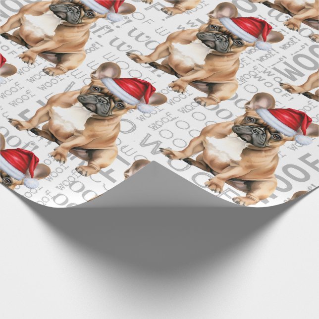 Funny Dog Lover French Bulldog in a Santa Hat Geschenkpapier (Ecke)