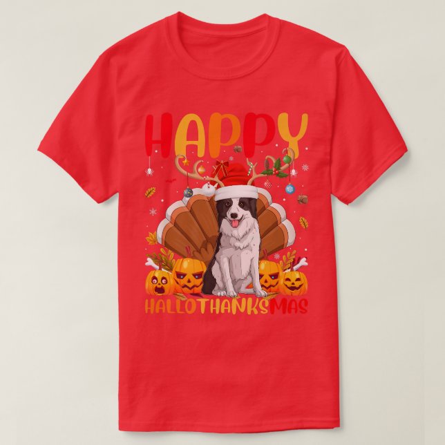 Funny Dog Lover Happy Border Collie Dog HalloDanke T-Shirt (Design vorne)