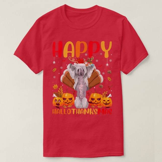 Funny Dog Lover Happy Chinese Crested Dog HelloTha T-Shirt (Design vorne)