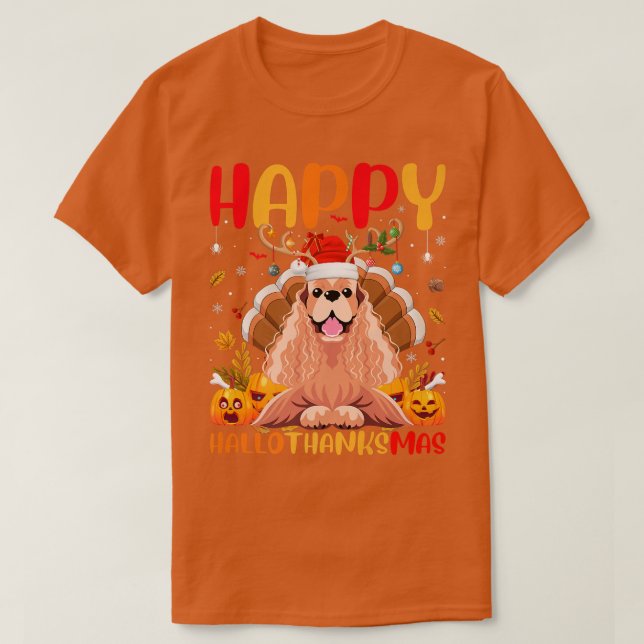 Funny Dog Lover Happy Cocker Spaniel Dog HelloThan T-Shirt (Design vorne)