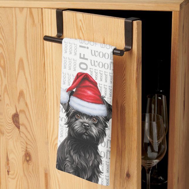 Funny Dog Lover Holiday Affenpinscher Weihnachten Geschirrtuch (Drittel gefaltet)