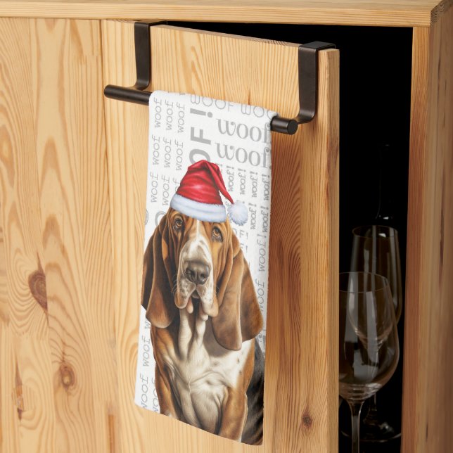 Funny Dog Lover Holiday Basset Weihnachten Geschirrtuch (Drittel gefaltet)