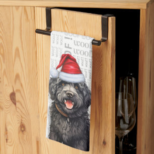 Funny Dog Lover Holiday Black Barbet Weihnachten Geschirrtuch