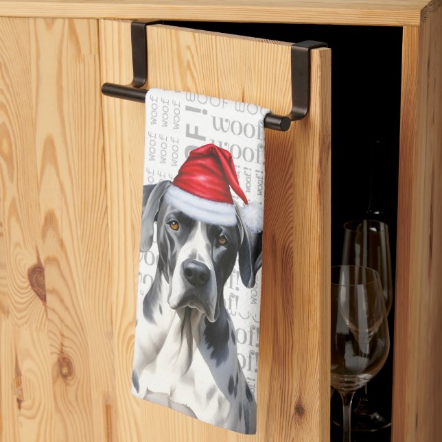 Funny Dog Lover Holiday Great Dane Weihnachten Geschirrtuch (Drittel gefaltet)