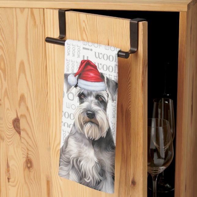 Funny Dog Lover Holiday Schnauzer Christmas Geschirrtuch (Drittel gefaltet)