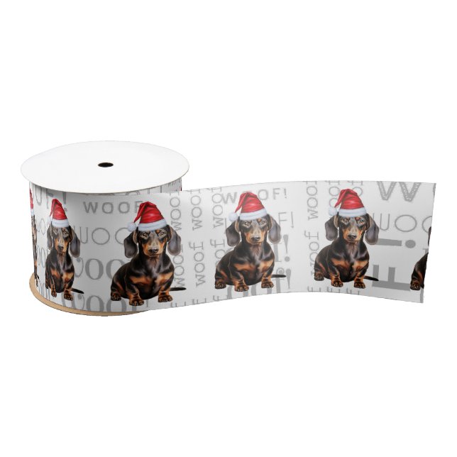 Funny Dog Lover Smooth Coat Dachshund Santa Satinband (Spule)