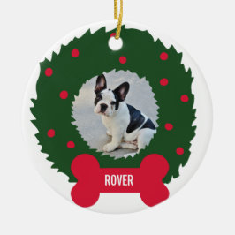 Funny Dog Lover Weihnachtskranz mit Hund-Foto Keramik Ornament