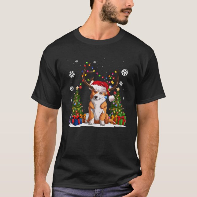 Funny Dog Lover Welsh Corgi Weihnachtsmannmütze Ug T-Shirt (Vorderseite)
