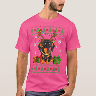 Funny Dog lovers Dachshund Santa Hat Ugly Christma T-Shirt