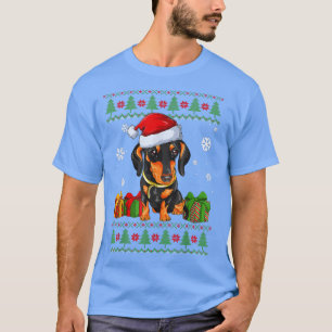 Funny Dog lovers Dachshund Santa Hat Ugly Christma T-Shirt