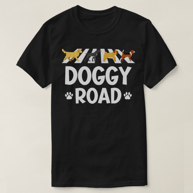 Funny Dog Lovers Doggy Road Rock Music Parody T-Shirt (Design vorne)