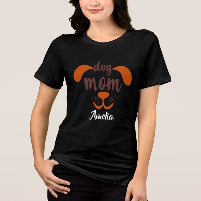 Funny Dog Mama Benutzerdefinierter Skriptname Tri-Blend Shirt (Vorderseite)