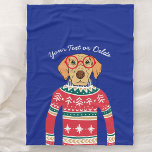 Funny Dog mit Brille, Ugly Christmas Sweater Fleecedecke<br><div class="desc">Funny Winterurlaub Weihnachten Blue Fleece Blanket mit einem Hund mit roter Brille und einem "Ugly" Weihnachten Nordic Sweater. Eigentlich denken wir, dass er ziemlich niedlich ist! Fügen Sie Ihren benutzerdefinierten Text über oder löschen Sie ihn. Ein perfektes Weihnachtsgeschenk für Hundefreunde. Auch ideal für den White Elephant Urlaub oder Secret Santa...</div>