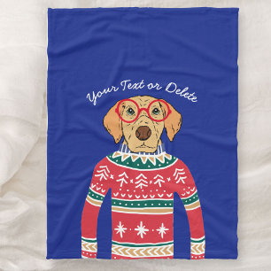 Funny Dog mit Brille, Ugly Christmas Sweater Fleecedecke