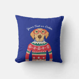 Funny Dog mit Brille, Ugly Christmas Sweater Kissen
