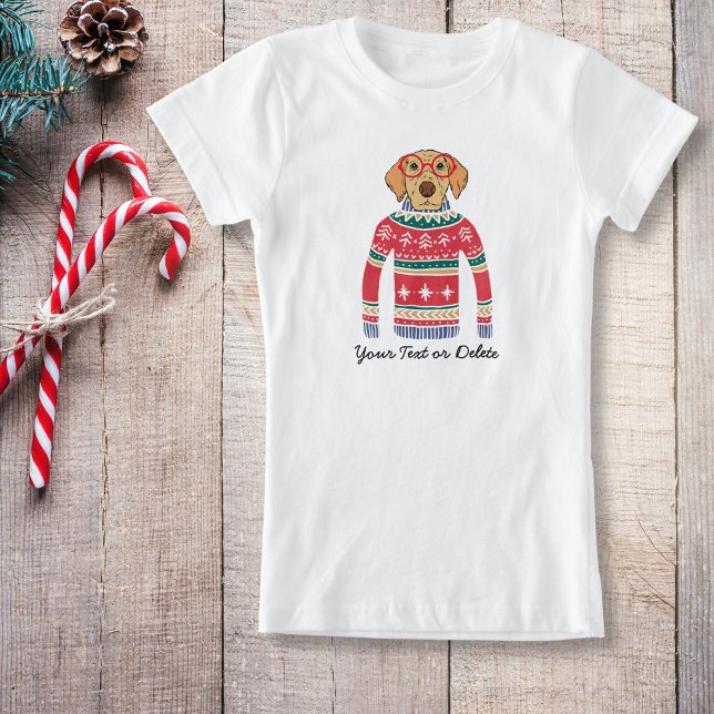 Funny Dog mit Brille, Ugly Christmas Sweater T-Shirt (Von Creator hochgeladen)