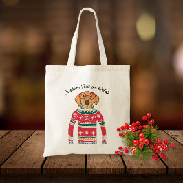 Funny Dog mit Brille, Ugly Christmas Sweater Tragetasche