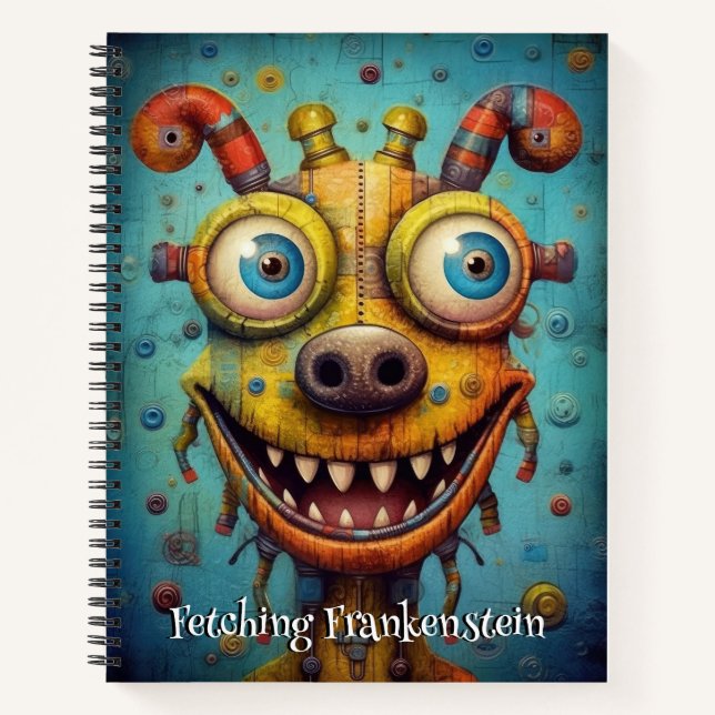 Funny Dog Monster: Frankenstein holt Notizbuch (Vorderseite)