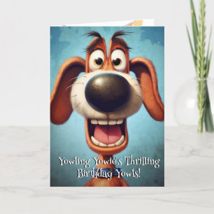 Funny Dog Monster: Yowling Yowie Birthday Dankeskarte