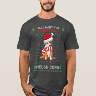 Funny Dog Niedlich Welsh Corgi Weihnachtsmannmütze T-Shirt