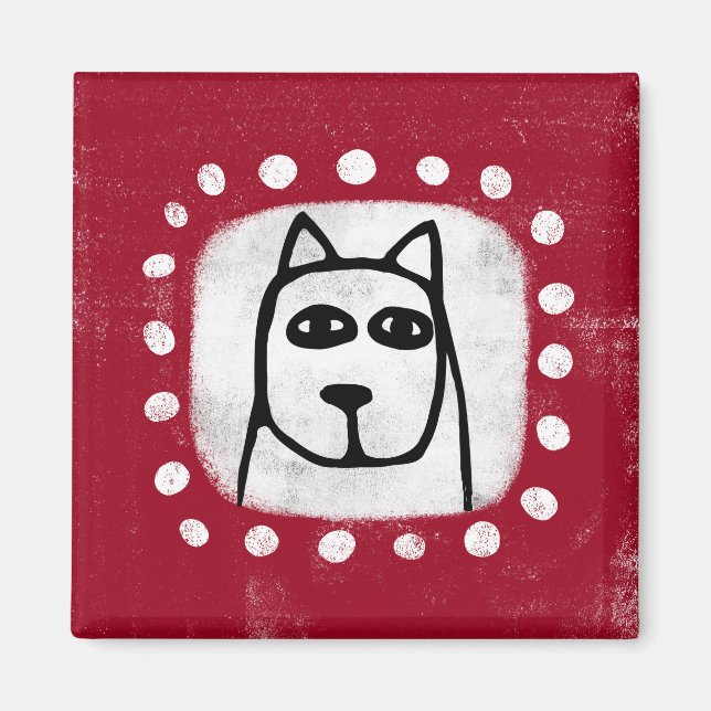 Funny Dog on Red Kühlschrank Magnet (Vorne)