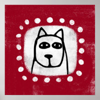 Funny Dog on Red Poster Wall Art