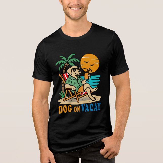 Funny Dog on Vacation T-Shirt | Cute Summer Tri-Blend Shirt (Vorderseite)