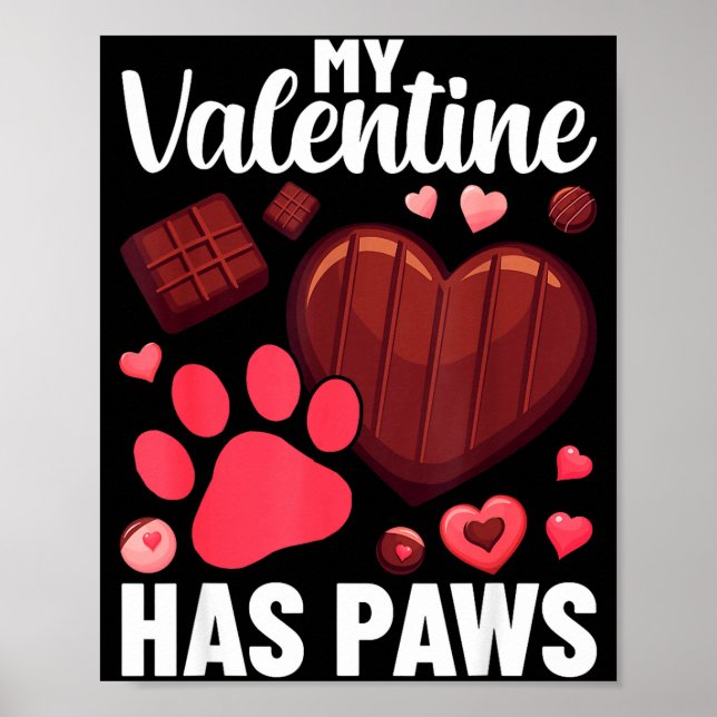 Funny Dog Owner Valentines Day Heart Women Girls  Poster (Vorne)