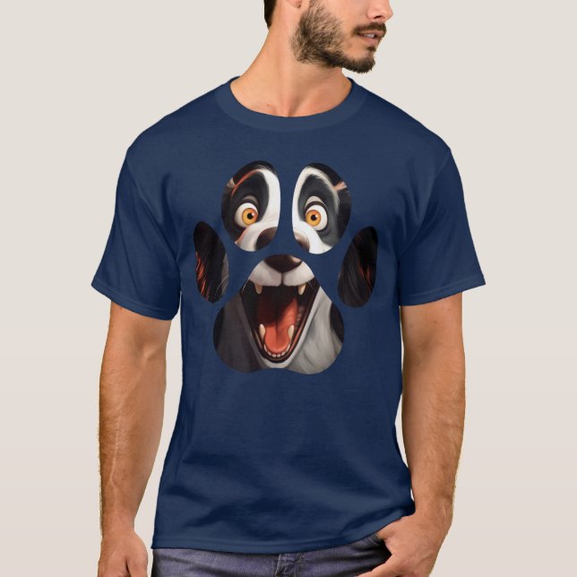 Funny Dog Paw Face T-Shirt (Vorderseite)