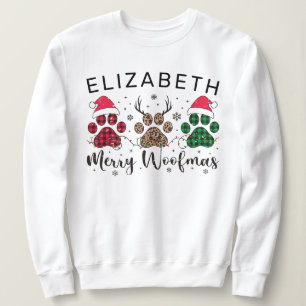 Funny Dog Paw Weihnachten Frohe Woofmas Personalis Sweatshirt