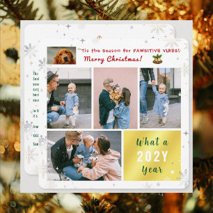 Funny Dog Pawsitive 5 Fotos Letter Niedlich Modern Feiertagskarte