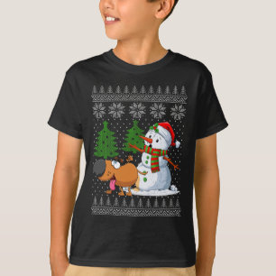 Funny Dog Pech On Snowman Ugly Weihnachtskraut X T-Shirt