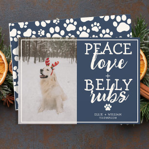 Funny Dog Picture Personalize Blue Christmas Foto Feiertagskarte