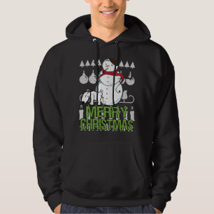Funny Dog pinkeln auf Snowman Ugly Weihnachtsklee  Hoodie