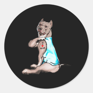 Funny Dog Pitbull I Liebe Mama Tattoo Dog Liebhabe Runder Aufkleber