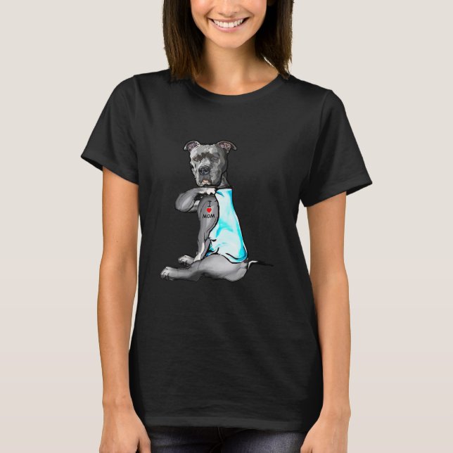 Funny Dog Pitbull I Liebe Mama Tattoo Geschenk  T-Shirt (Vorderseite)