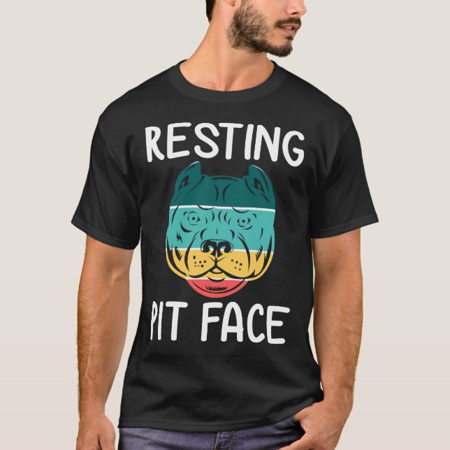 Funny Dog Pitbull Pit Face Vintag T-Shirt (Vorderseite)