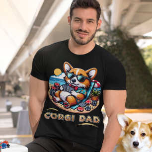 Funny Dog Poker Corgi Vater T-Shirt