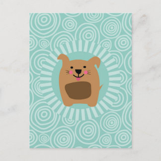 Funny Dog Postcard - Niedlich Puppy Turquoise Postkarte