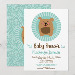 Funny Dog Puppy Neutral Baby Dusche Einladung