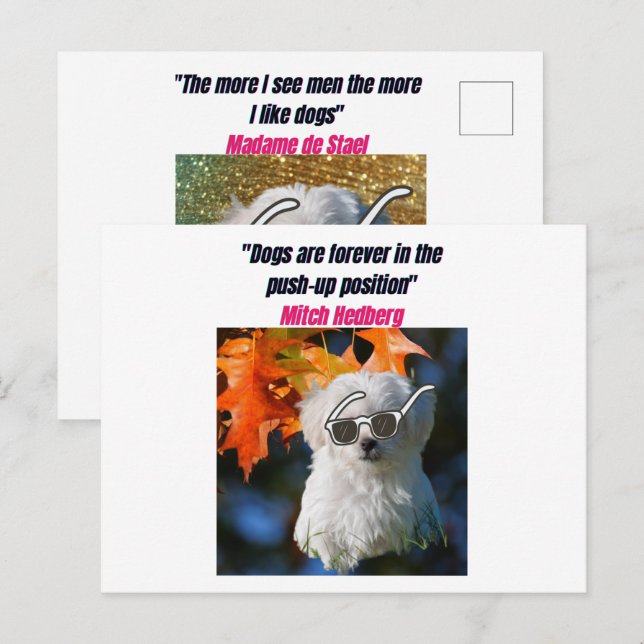 Funny Dog Quotes Postcard Postkarte (Vorne/Hinten)