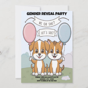 Funny Dog Reveal Gender Party Einladung