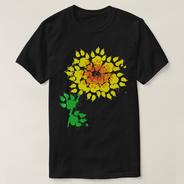 Funny Dog Sonnenblume Paw Print Geschenk Tierliebh T-Shirt (Design vorne)