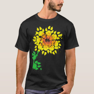 Funny Dog Sonnenblume Paw Print Geschenk Tierliebh T-Shirt